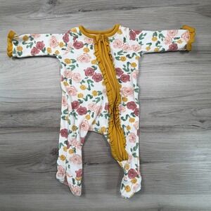 Mud Pie Baby Girls Floral Ruffle Zipper Footie Pajamas 0 3 Months